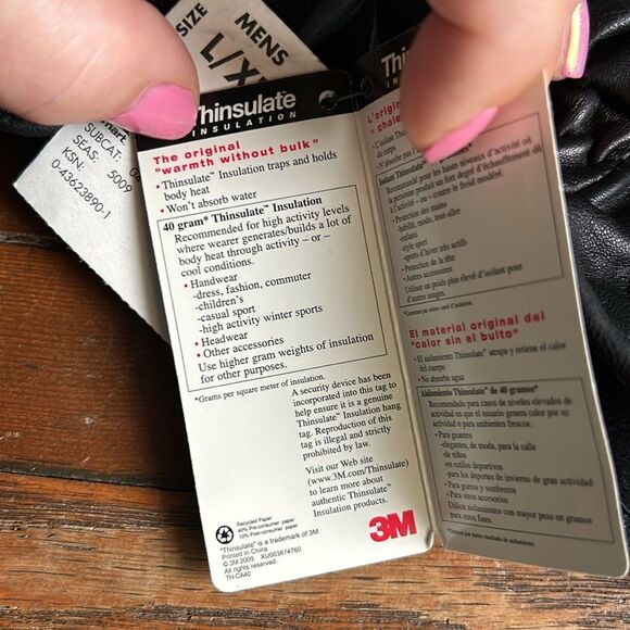 NWT Men’s Vintage KMart L/XL 3M 40 Gram Genuine Leather Gloves. - Picture 3 of 6